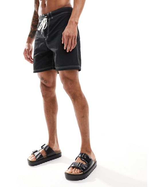 Weekday White Ole Board Swim Shorts With Contrast Seams for men