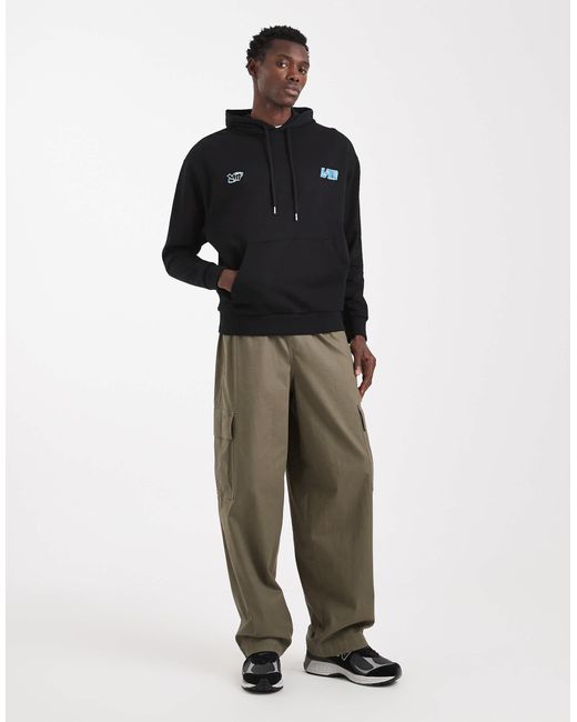 Sweat à capuche décontracté avec imprimé course effet craquelé ASOS pour homme en coloris Black