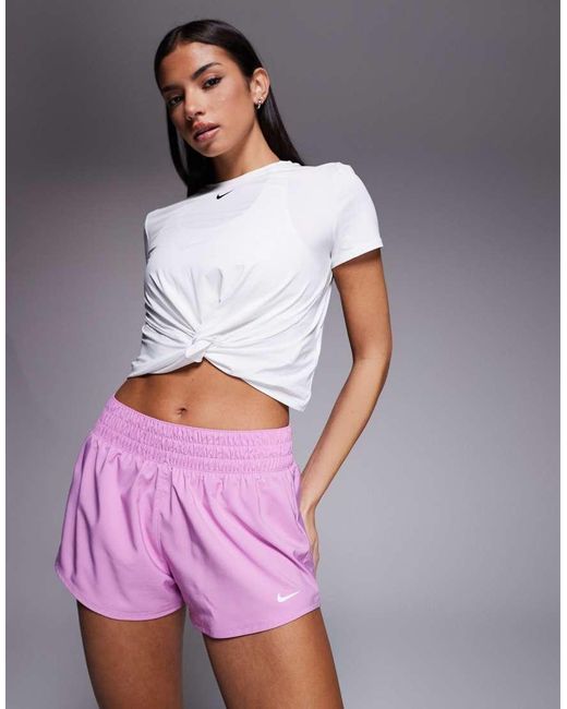 Nike Pink Nike One Training Dri-fit Mid Rise 3 Inch Shorts