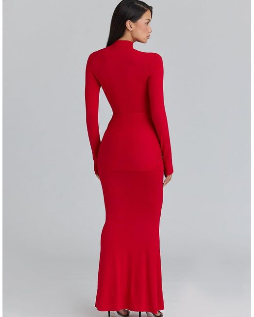 House Of Cb Red Imogen Scarlet Hip Drape Maxi Dress