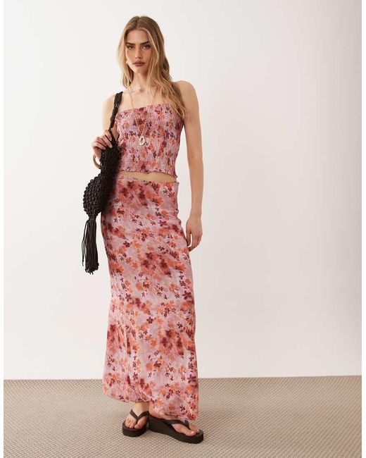 Mango Teen Shirred Off Shoulder Top Co-ord