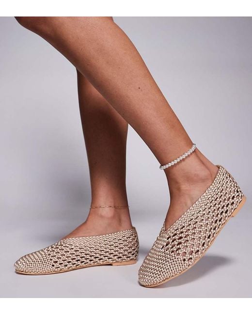 Public Desire Brown Dylan Woven Ballet Flats