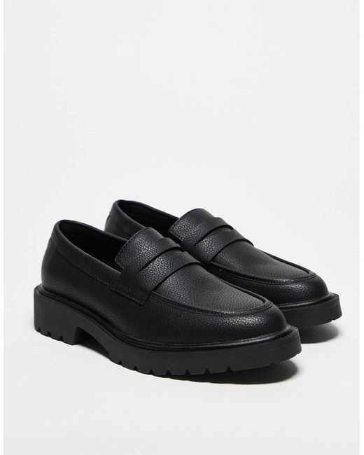 ASOS Brown Penny Loafers With Cleated Sole for men