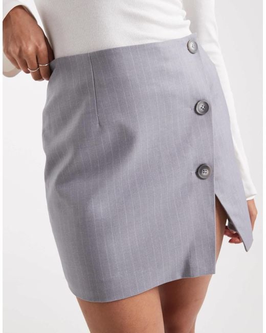 ASOS White High Split Button Detail Mini Skirt