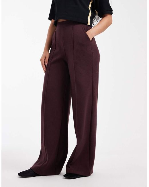 Threadbare Multicolor Mock Knit Wide Leg Trackies With Seam Detail
