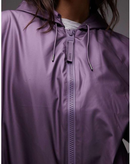 Rains Purple 17290 Lohja Waterproof Insulated Hooded Bomber Jacket