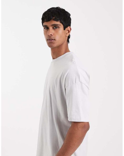 ASOS Natural Relaxed T-shirt With Dropped Shoulder And Street Graphic Puff Print for men