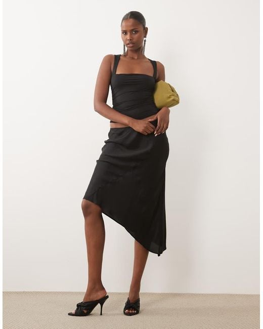 Oh Polly Black Soft Jersey Square Neck Sleeveless Top