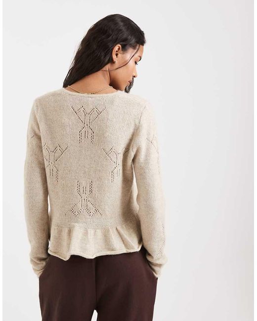 ONLY Natural Tie Front Cardigan With Wool