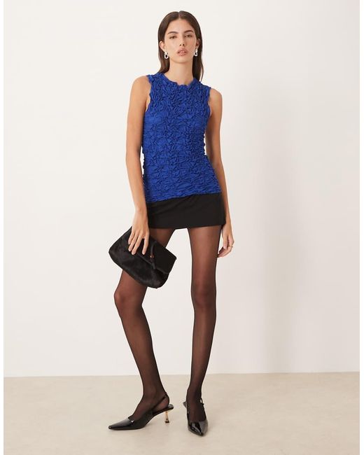 Y.A.S Blue 3d Textured Sleeveless Top