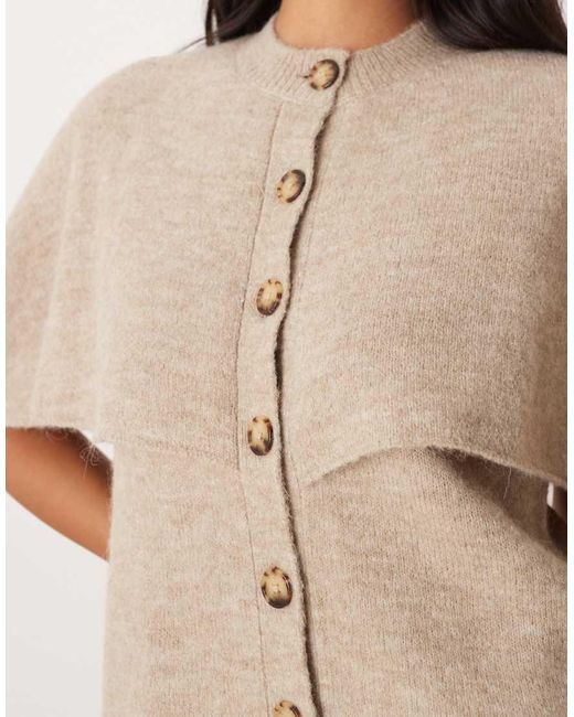 Gina Tricot Natural Wool Alpaca Knitted Cape Cardigan