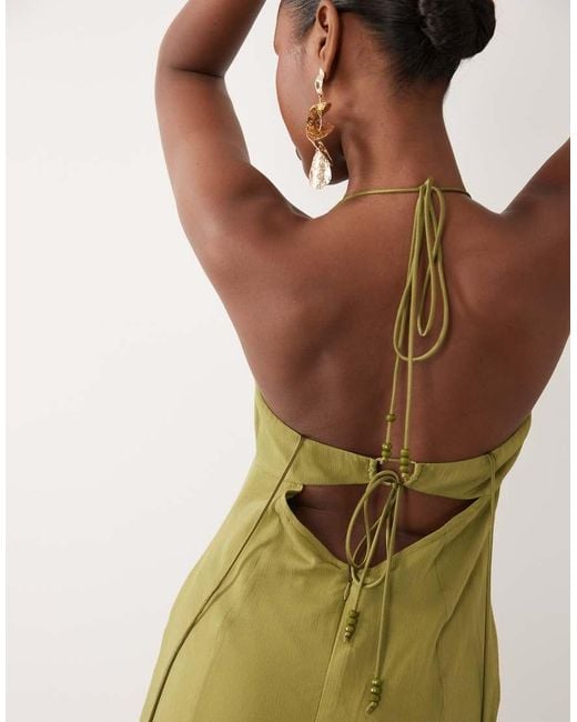 ASOS Green Maxi Dress With High-low Volume Hem