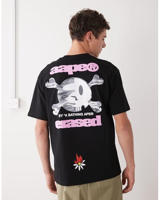 Aape By A Bathing Ape Black Aape By A Bathing Ape X Erased Boxy Oversized T-shirt for men