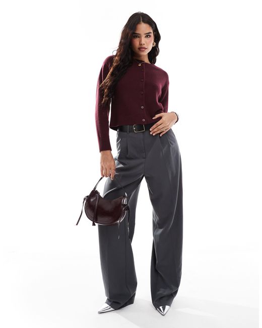 & Other Stories Red Merino Wool Blend Cardigan With Button Front