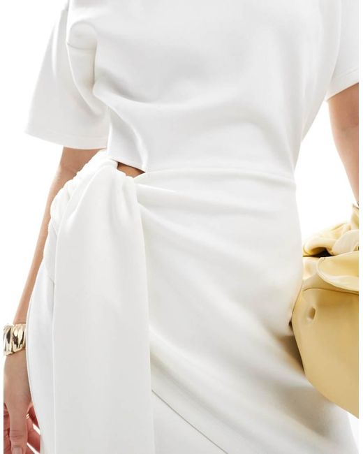 4th & Reckless Gebreide Mini-Jurk Met Drapering in het White