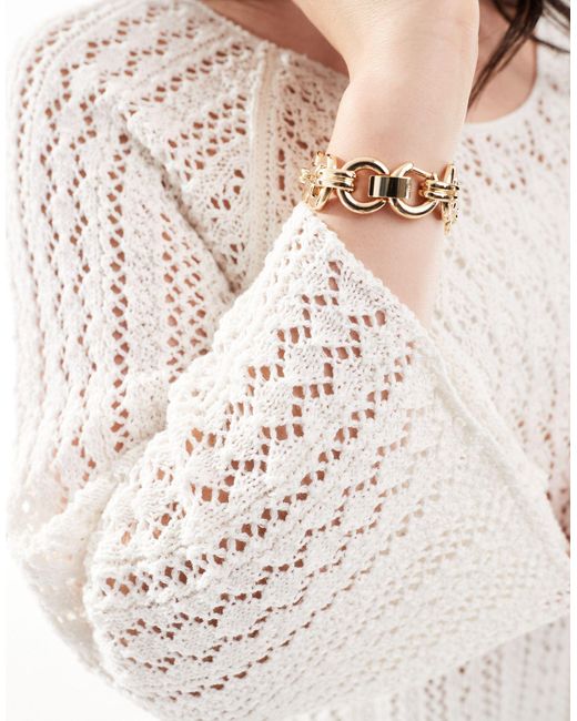 ONLY White 3/4 Sleeve Knitted Top