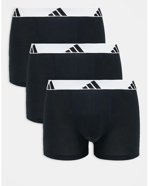 Adidas Black 3 Pack Active Flex Cotton Trunks for men