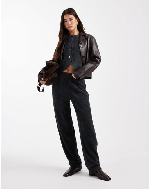 ASOS Black Co-Ord Textured Fluffy Barrel Leg Trouser