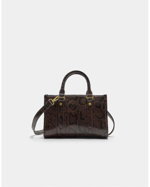 Stradivarius Brown – umhängetasche mit tierfellmuster