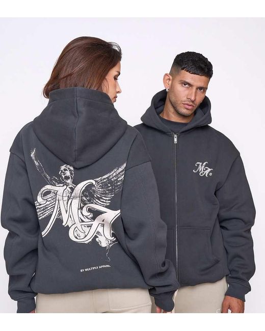 Sudadera Negro Refresco Extragrande Con Capucha Y Cremallera Hero De Multiply Apparel de color Blue