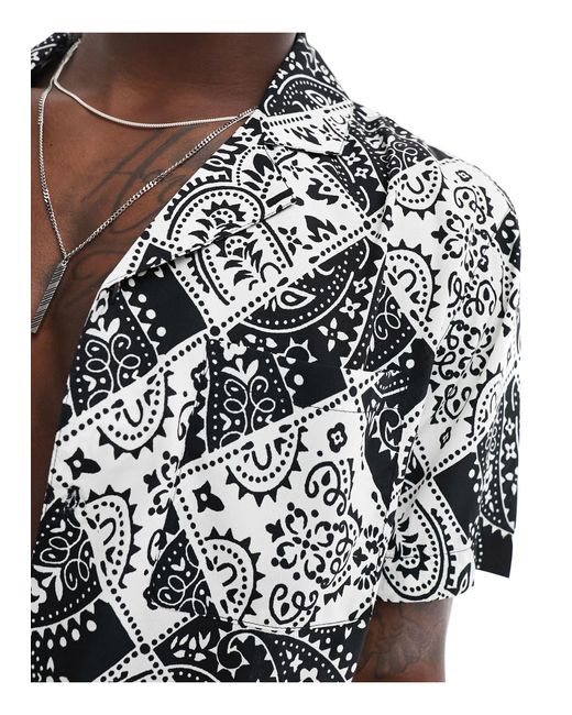 Another Influence – strandhemd mit paisley-rautenmuster, kombiteil in Black für Herren