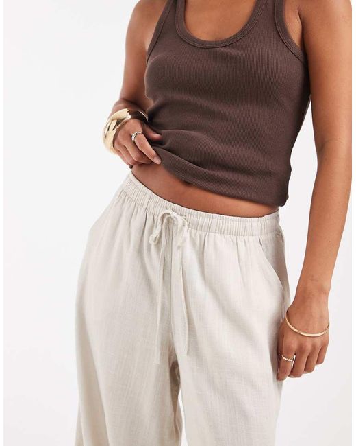 Vero Moda Multicolor Linen Touch Wide Leg Trouser With Drawstring Waist
