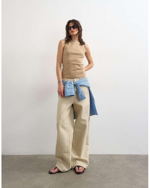 TOPSHOP Blue Slash Neck Racer Vest