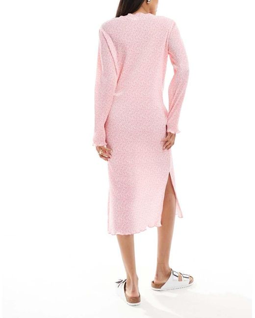 Mama.licious Pink Mamalicious Maternity Plisse Midi Dress