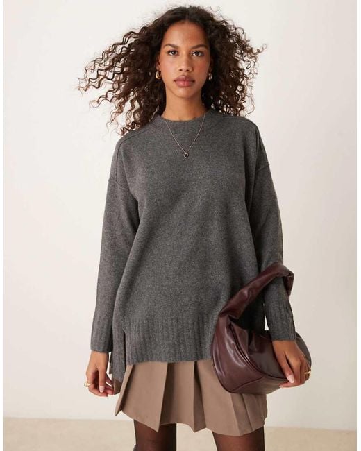 Jersey Gris Oscuro Extragrande Con Cuello Redondo De Free People de color Natural