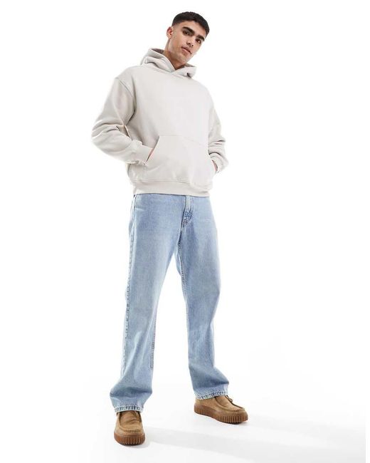 Cotton On White Box Fit Crew Hoodie for men