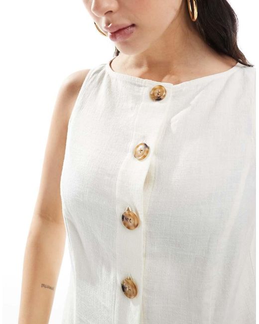 ASOS White Linen Look Button Front Waistcoat