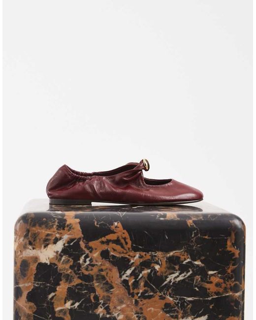 Dolce Vita Red Cornel Ballet Flats With Gold Detail