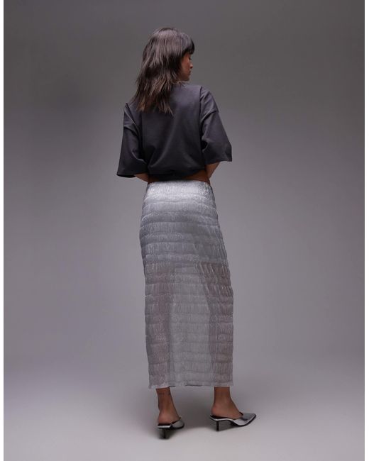 Topshop Sheer Lace 90's Length Skirt (Silver) main image 0