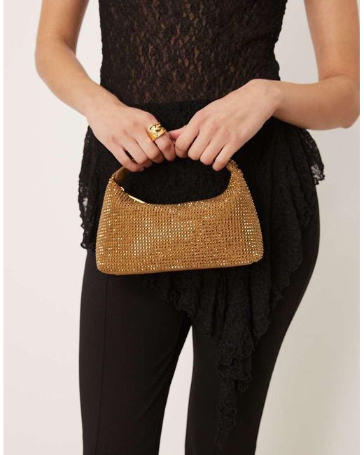 Borsa A Mano Con Strass di Mango in Black