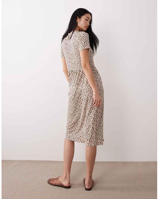 Wednesday's Girl Multicolor Short Sleeve Midaxi Smudge Spot Dress Print