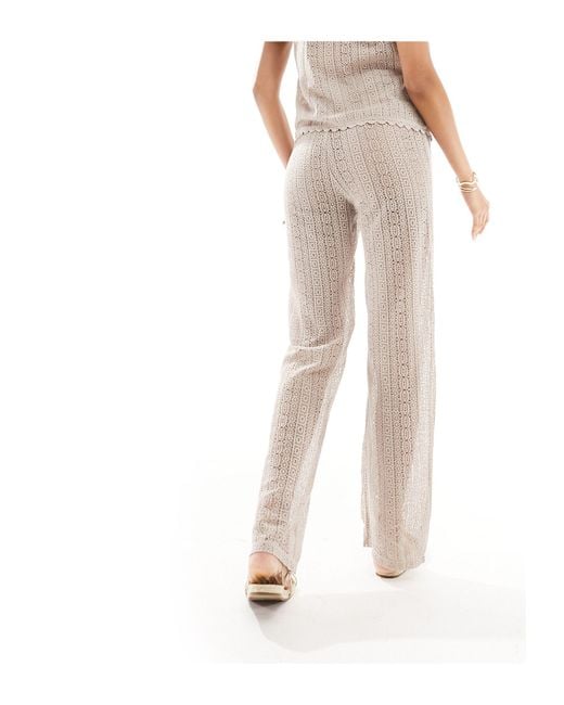 Object Natural Crochet Lace Tie Waist Beach Trouser Co-ord