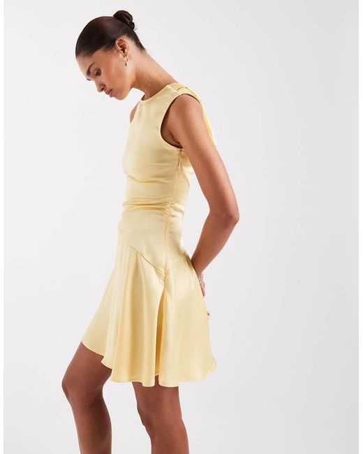 JJXX Natural Satin Mini Dress With Tie Detail