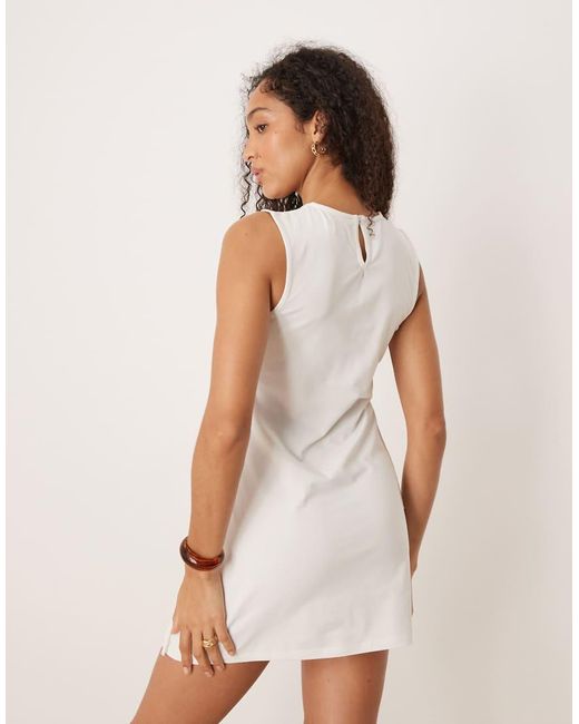 ASOS White Sleeveless Fringe Mini Dress With Pocket Detail