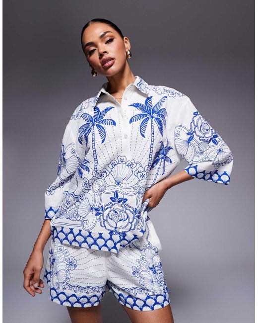 River Island Blue – kastige hemdbluse