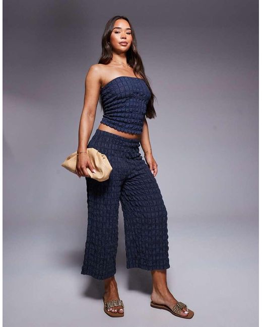 River Island Blue Textured Culotte