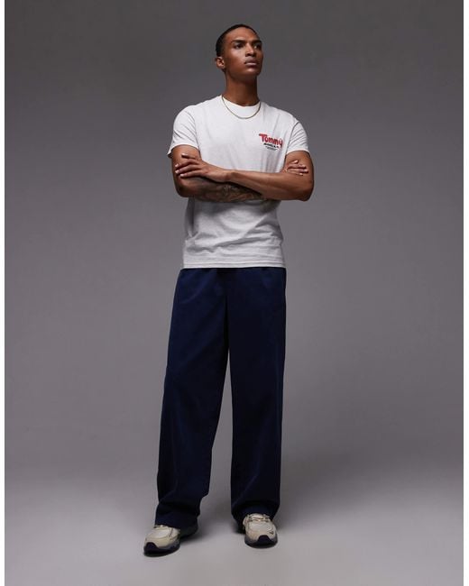 T-shirt ajusté avec logo effet bulle sur la poitrine - chiné Tommy Hilfiger pour homme en coloris Gray