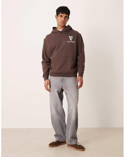 ASOS Brown Unisex Oversized Hoodie With Guinness Print