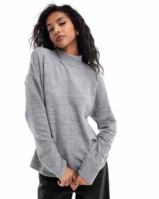 Vero Moda Hoogsluitende Oversized Top Van Jersey in het Gray