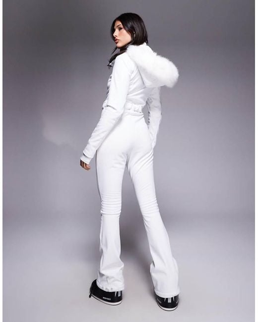 ASOS 4505 Ski & Snow Purple Asos 4505 Tall Ski Soft Shell Belted Ski Suit With Slim Kick Leg And Faux Fur Hood