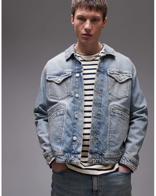 Tommy Hilfiger Blue Isaac Relaxed Washed Trucker Denim Jacket for men