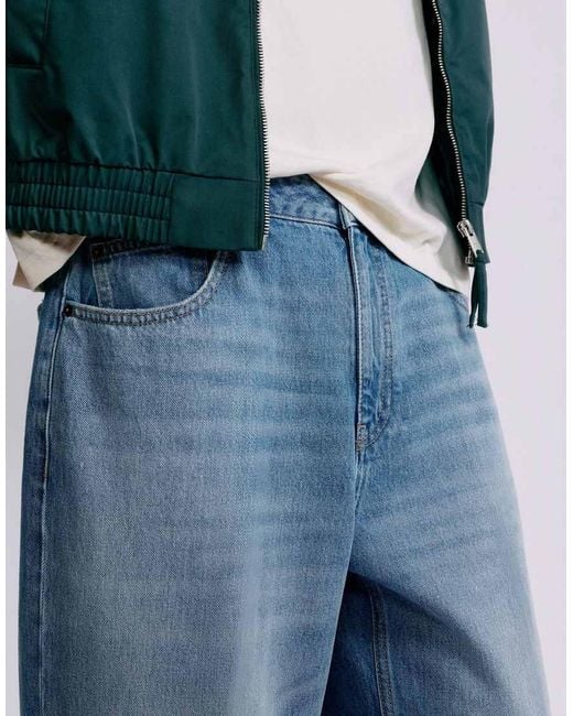 Pull&Bear Blue Relaxed baggy Jeans for men