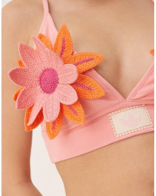 Adidas Originals Pink Crochet Flower Bralet