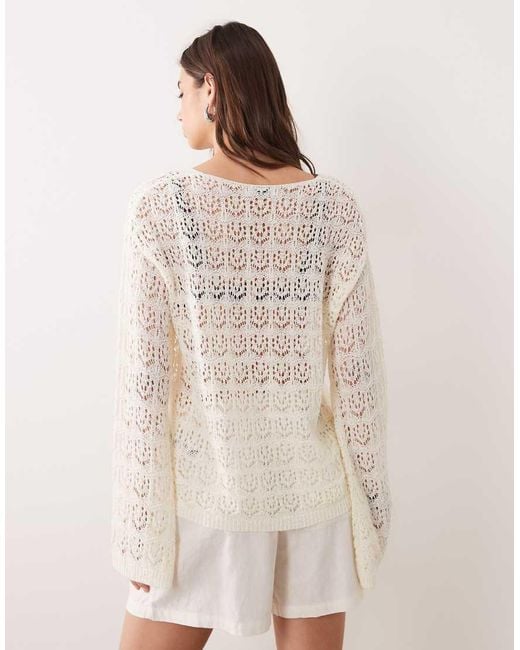 Miss Selfridge Natural Crochet Boho Tie Front Festival Cardigan
