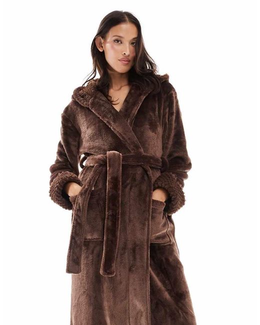 Threadbare Natural Long Fluffy Dressing Gown