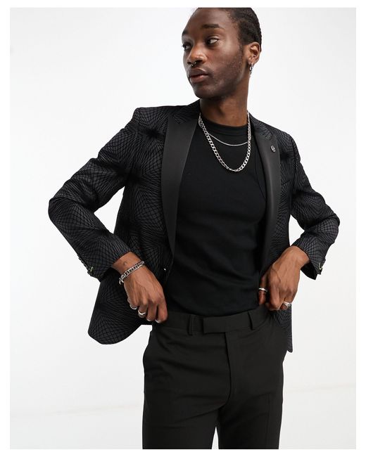 Carter star - giacca da abito nera di Twisted Tailor in Black da Uomo
